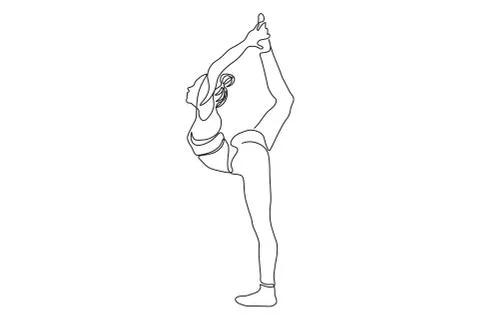 International Day of Yoga,continuous line drawing of women fitness yoga concept  Stock Illustration