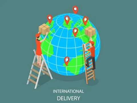 International delivery flat isometric vector. Stock Illustration