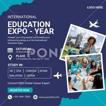 International education expo for future studies abroad Plantilla PSD
