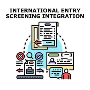 International entry screening and integration process Stock Illustration