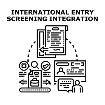 International entry screening and integration process Stock Illustration