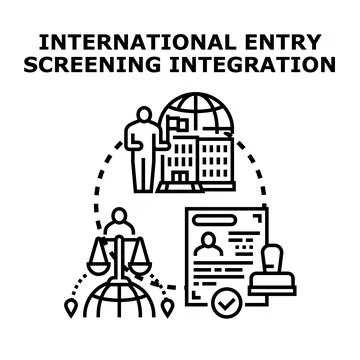 International entry screening integration process concept illustration Stock Illustration