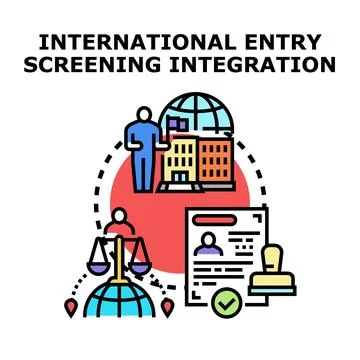 International entry screening integration process concept illustration 스톡 일러스트