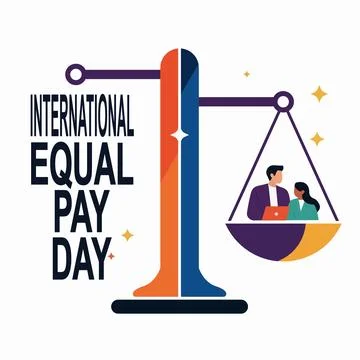 International equal pay day man woman Stock Illustration