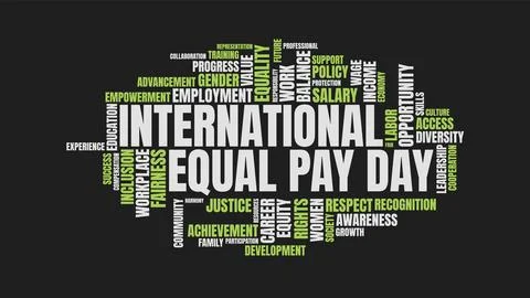 International Equal Pay Day Typography Word Cloud Vector Graphic 스톡 일러스트