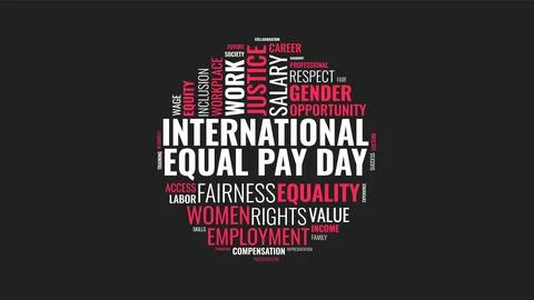 International Equal Pay Day Word Cloud Typography Concept Vector 스톡 일러스트