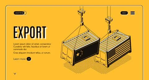 International export isometric webpage Stock Illustration
