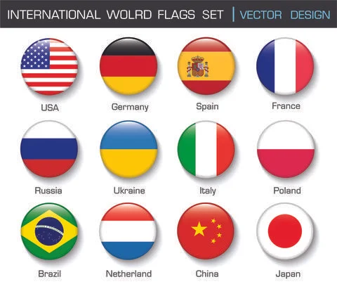 International Flag set in Circle , vector Design Elemant illustration Stock Illustration