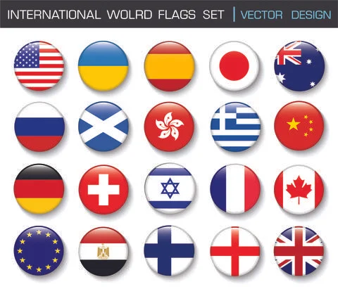 International Flag set in Circle , vector Design Elemant illustration Stock Illustration