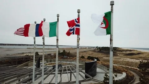 International flags blowing in wind Stock Footage 106037427