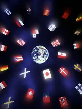International flags, earth Stock Illustration