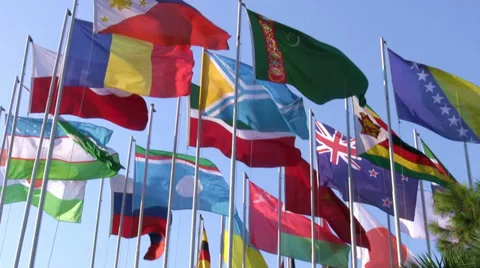 International flags Stock Footage 32211885