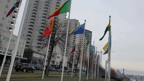 International flags Stock Footage 123842288