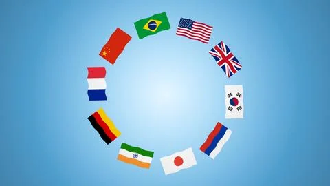 International Flags Forming a Unity Circle Stock Illustration