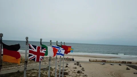 International Flags waving in wind Video stock 106037130