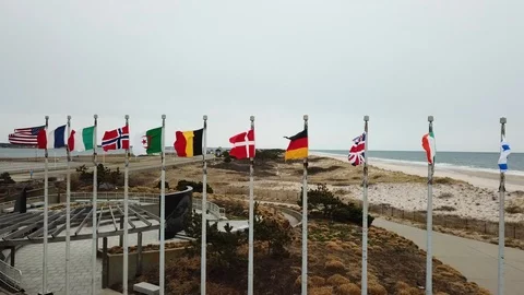 International flags waving in wind Видео 106042218