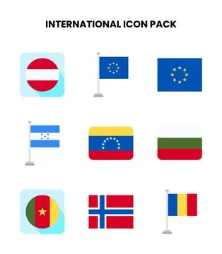 International Flat Design Icons Pack Stock Illustration