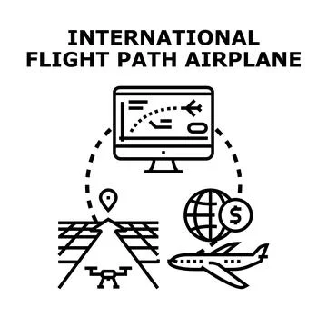 International flight path planning and global aviation Stock Illustration