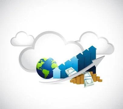 International globe graph and cloud network Stock Illustration
