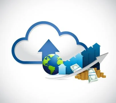 International globe graph and cloud computing Illustrazione stock