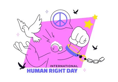 International Human Rights Day Vector Illustration featuring Human Freedom,.. Stock Illustration