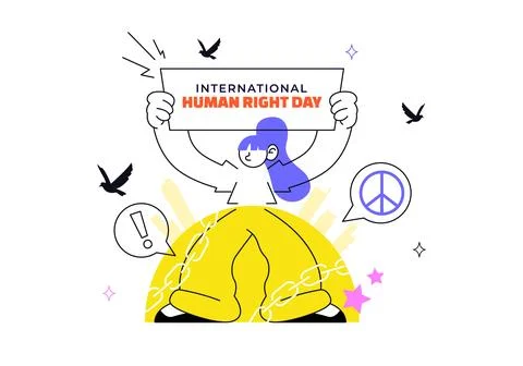 International Human Rights Day Vector Illustration featuring Human Freedom,.. Stock Illustration