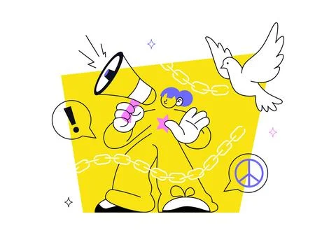 International Human Rights Day Vector Illustration featuring Human Freedom,.. Stock Illustration