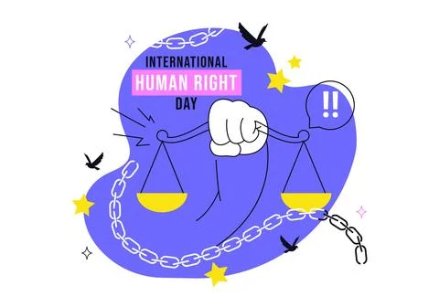 International Human Rights Day Vector Illustration featuring Human Freedom,.. Stock Illustration