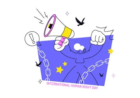 International Human Rights Day Vector Illustration featuring Human Freedom,.. Stock Illustration