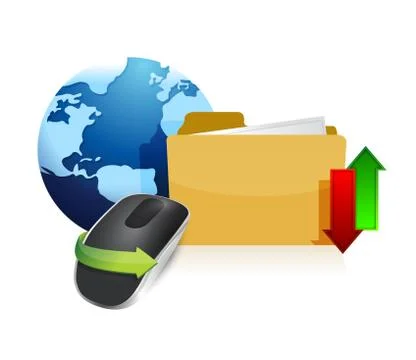 International information and wireless computer mouse isolated on white backg 스톡 일러스트