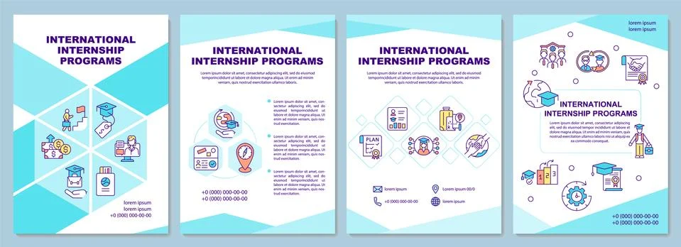 International internship programs brochure template Stock Illustration