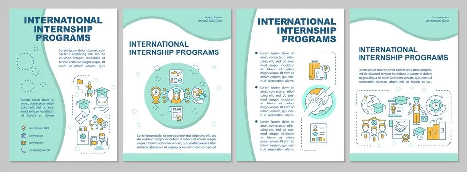 International internship programs brochure template Stock Illustration