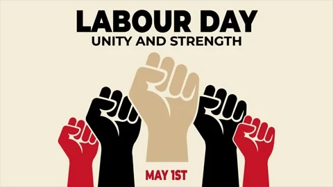 International Labour Day Unity And Strength May 1st Celebration hand red te.. Stock Footage 334830939