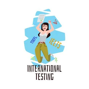 International language testing banner design, flat vector illustration isolated. Stock Illustration