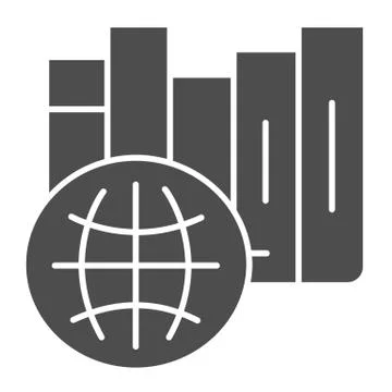 International library solid icon. International education vector illustration Stock Illustration