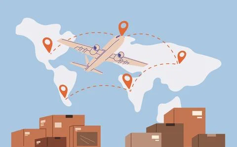 International logistic. Vector are key factor in export and import shipping Stock Illustration