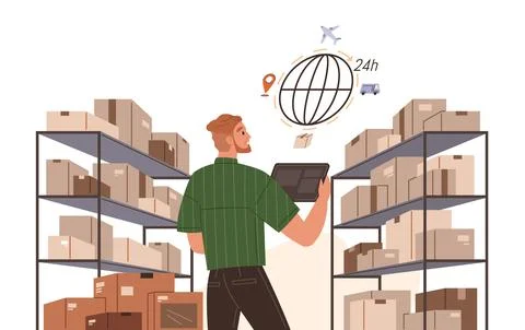 International logistic. Vector countries and continents. Supply delivery chain Illustrazione stock