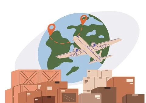 International logistic. Vector efficiency supply delivery chain management. The Illustrazione stock