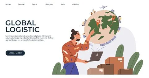International logistic. Vector state global logistics at any given time Illustrazione stock