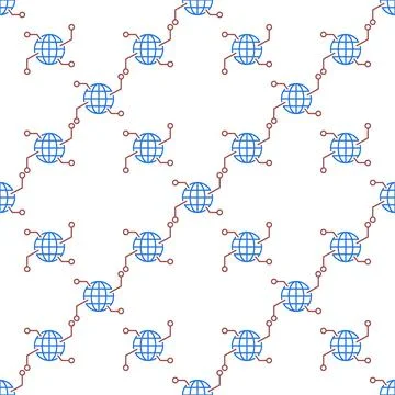 International Logistics Earth Globe vector World outline seamless pattern Stock Illustration