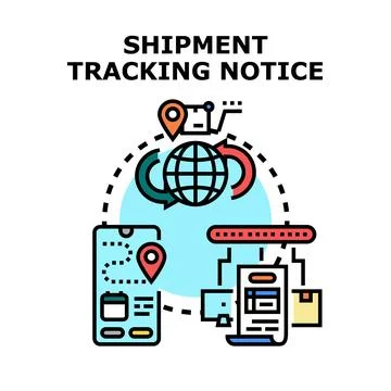 International logistics tracking notice on mobile application Stock Illustration