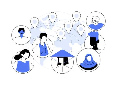 International migration abstract concept vector illustration. Illustrazione stock