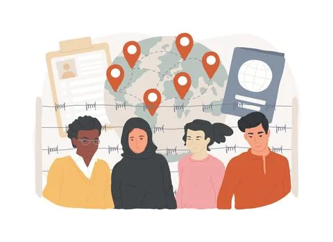 International migration isolated concept vector illustration. Ilustración de archivo