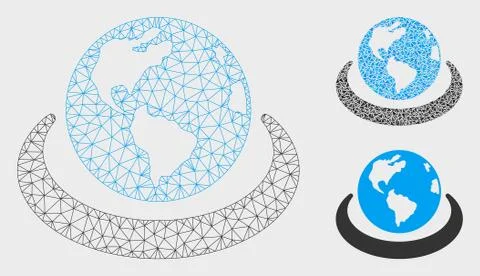 International Network Vector Mesh 2D Model and Triangle Mosaic Icon イラスト素材