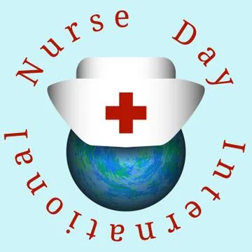 International Nurses Day. Nurses cap dressed on Earth Stock Illustration