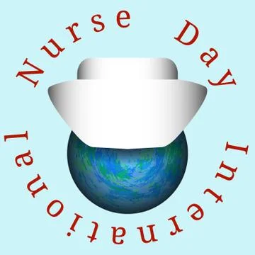 International Nurses Day. Nurses cap dressed on Earth Stock Illustration
