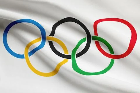 International olympic committee flag blowing in the wind. part of a series. i Stock Illustration