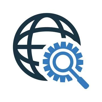 International, optimization, search icon. Editable vector logo. イラスト素材