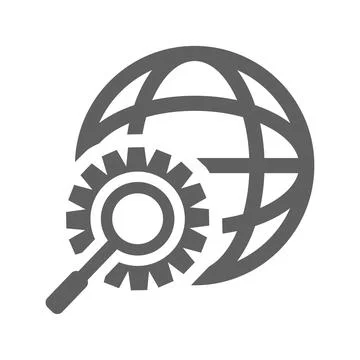 International, optimization, search icon. Gray vector Illustration. 스톡 일러스트