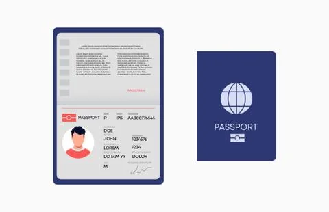 International passport vector. Character identification with citizenship and Stock Illustration